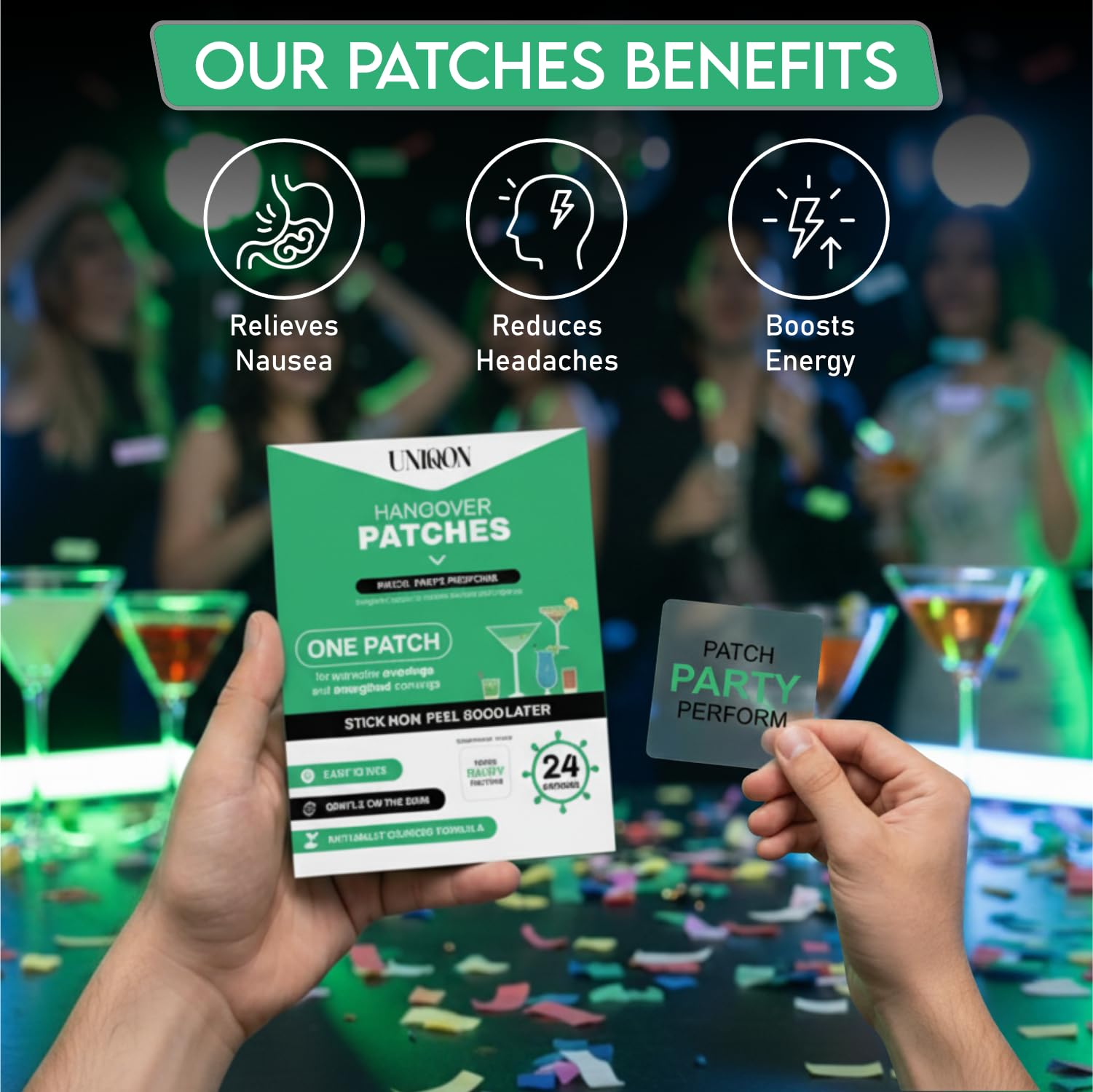 Recovery Patches 24 Pack, 100% Natural Ingredients Party Recovery Patch with Skin-Friendly & Waterproof Design, Strong Adhesive Party Patch for Secure Fit, Enhanced Morning Formula UniqonBuy Supplements Australia