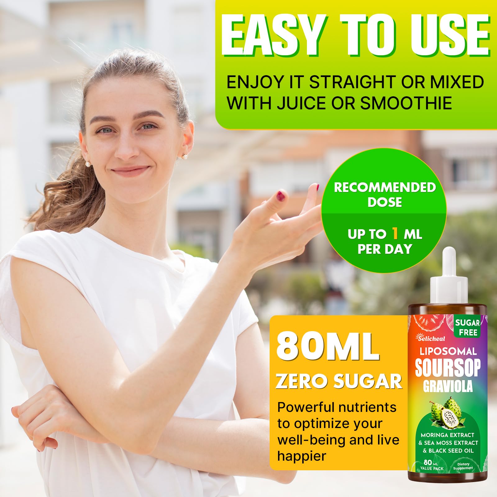 (80ML) Supplement Liquid Drops, 10 in 1 Soursop Multivitamin Drops with Leaf Extract & Sea Moss, for Cell Support & Regeneration, Immunity, Gut, Zzz, Skin & Antioxidant | 2.8 Fl Oz - 80 Days Supply SelichealBuy Supplements Australia