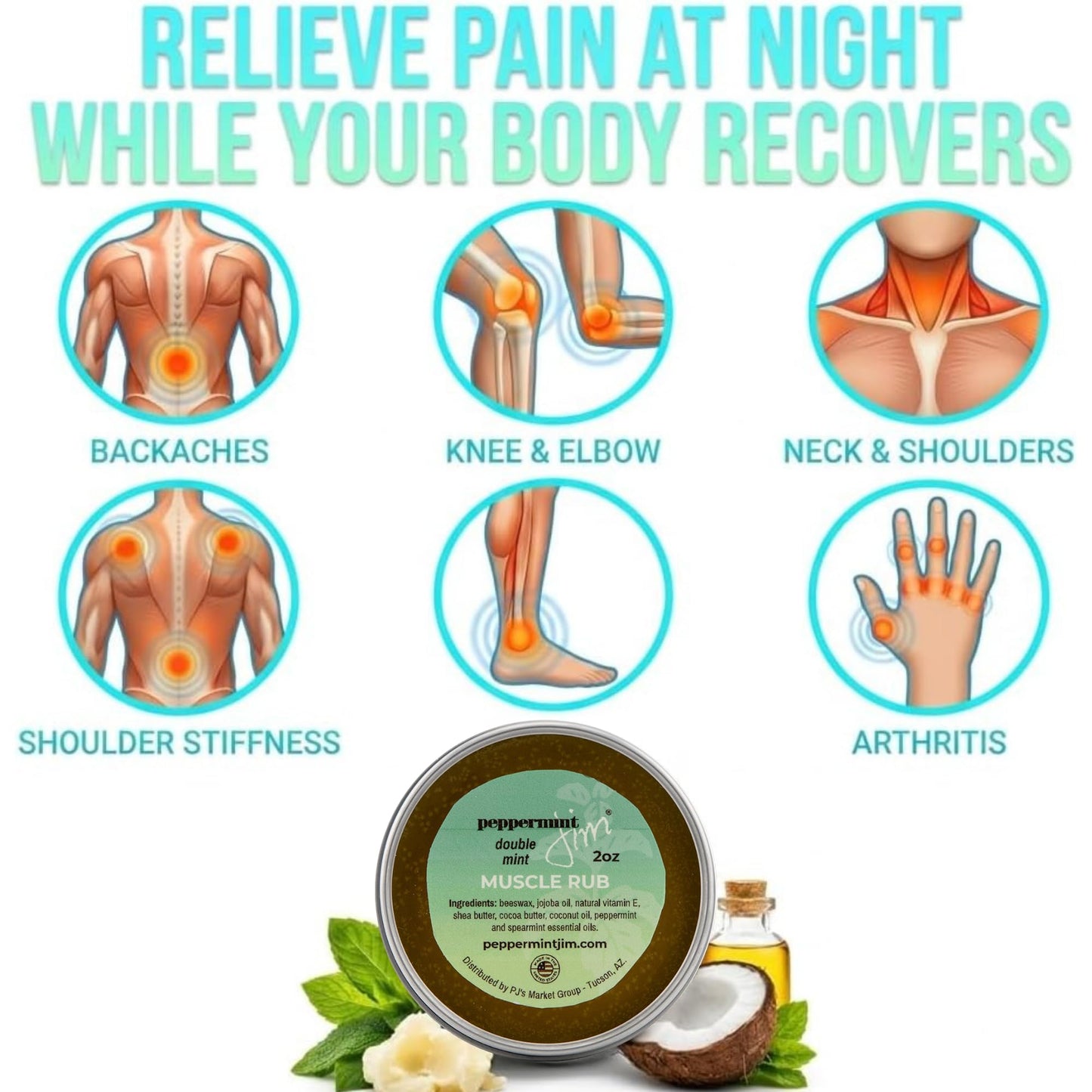Peppermint Jim Double Mint Muscle Rub Balm 2oz, Fast Absorbing Cooling Relief Cream with Peppermint & Spearmint Oils, Non Greasy Soothing Balm for Sore Muscles, Back, Neck & Joints - Plant Based Peppermint JimBuy Supplements Australia