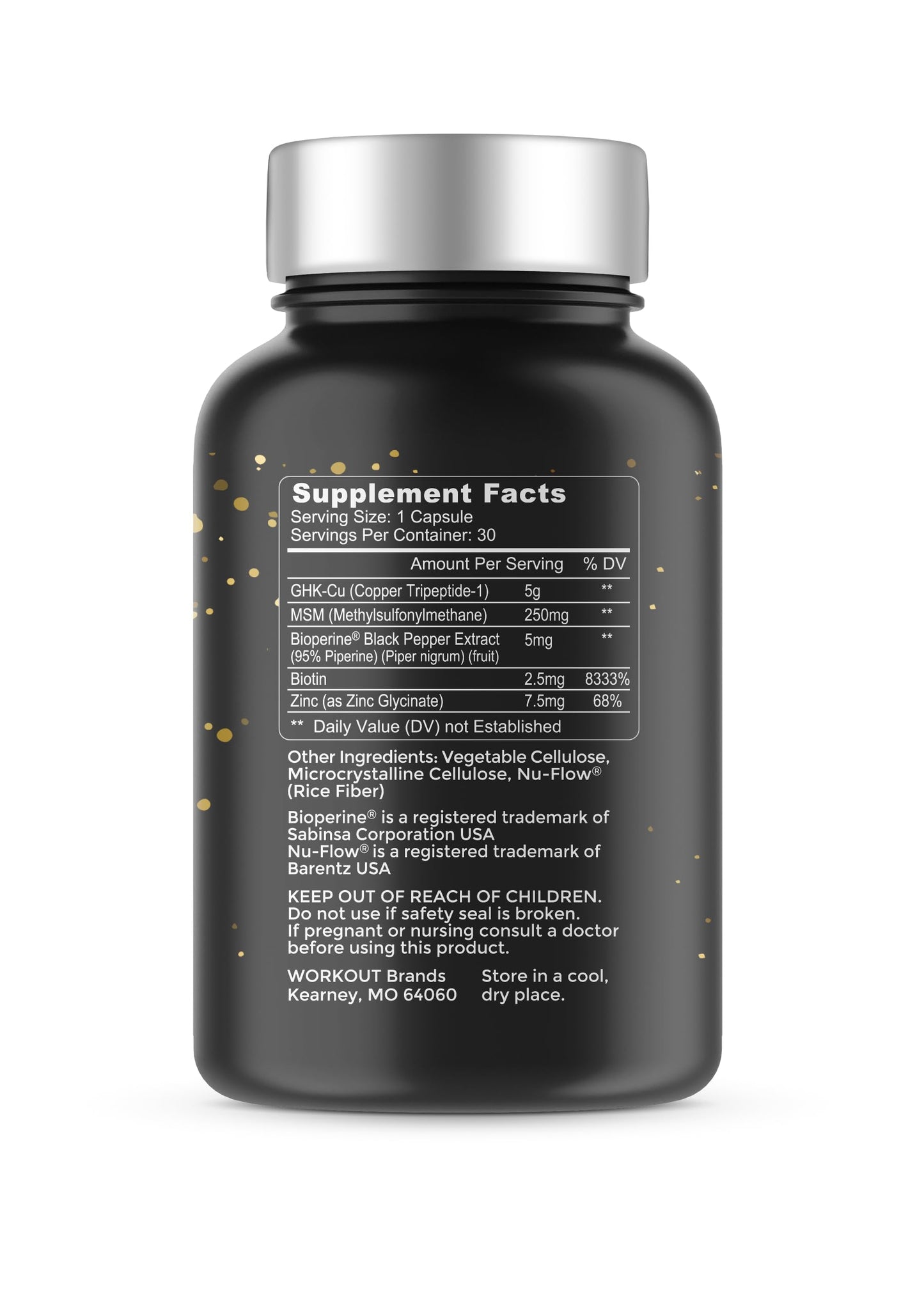 TheaWell GHK-Cu Copper Tripeptide-1, 5mg with MSM, Biotin, Zinc, Bioperine Black Pepper Extract, Dermal Regeneration, Hair Skin and Nails Support, 30 Vegan Capsules, Made in USA TheaWellBuy Supplements Australia