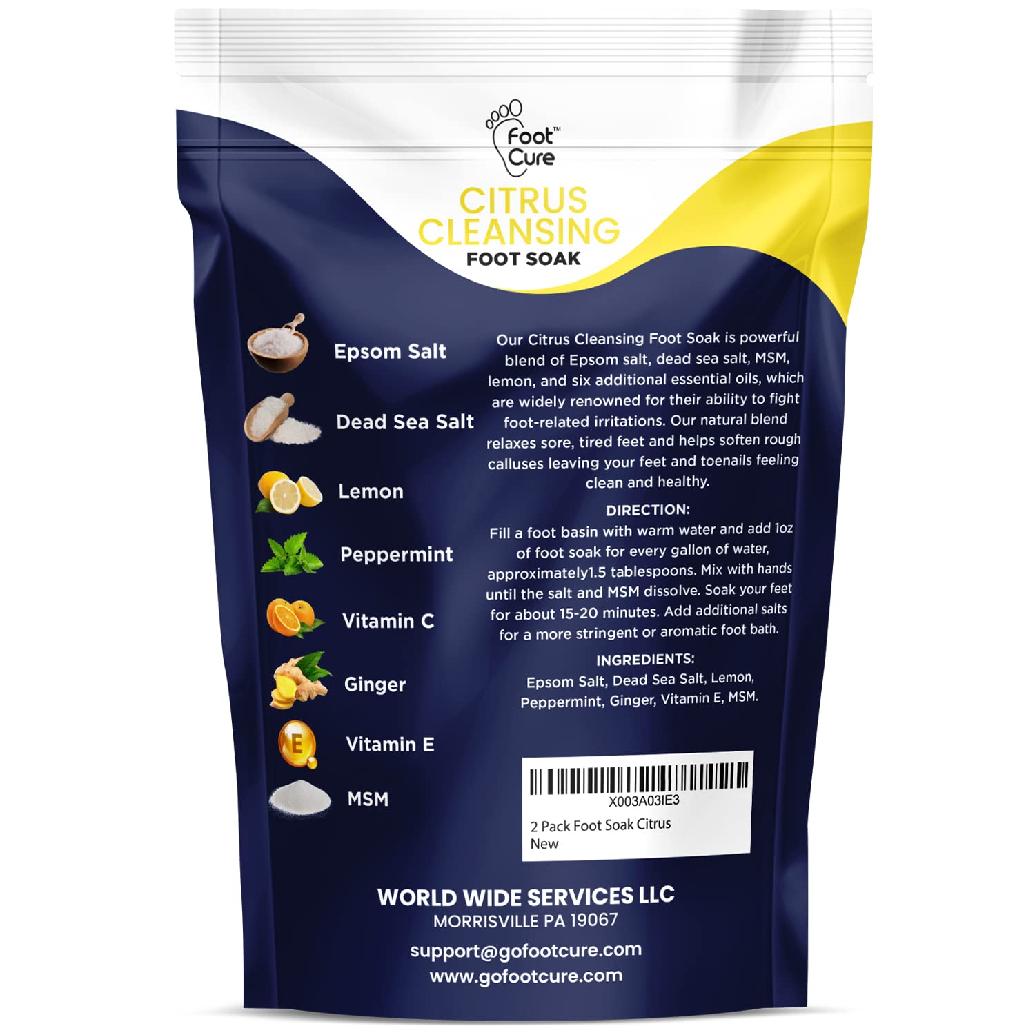 Citrus Detox Foot Soak With Epsom Salts - for Foot Callus, Immune Boost, Damaged Toenail FOOT CUREBuy Supplements Australia