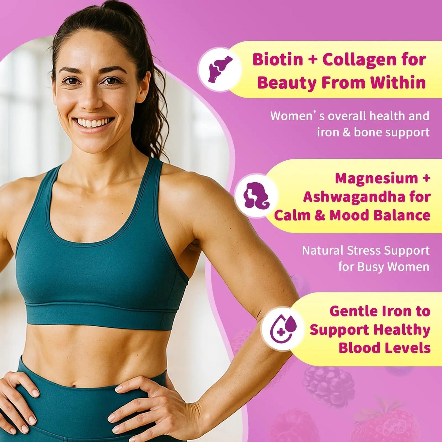 Multivitamin for Women Gummies With Iron, Magnesium, Folate, Biotin, Zinc, Womens Multivitamin Gummy Vitamin D3 A C E, B Complex GparkNatureBuy Supplements Australia