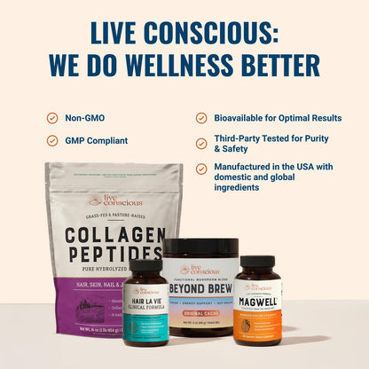 Live Conscious Magwell Magnesium Zinc & Vitamin D3 - Magnesium Glycinate, Malate, & Citrate - Triple Supplement for Women & Men