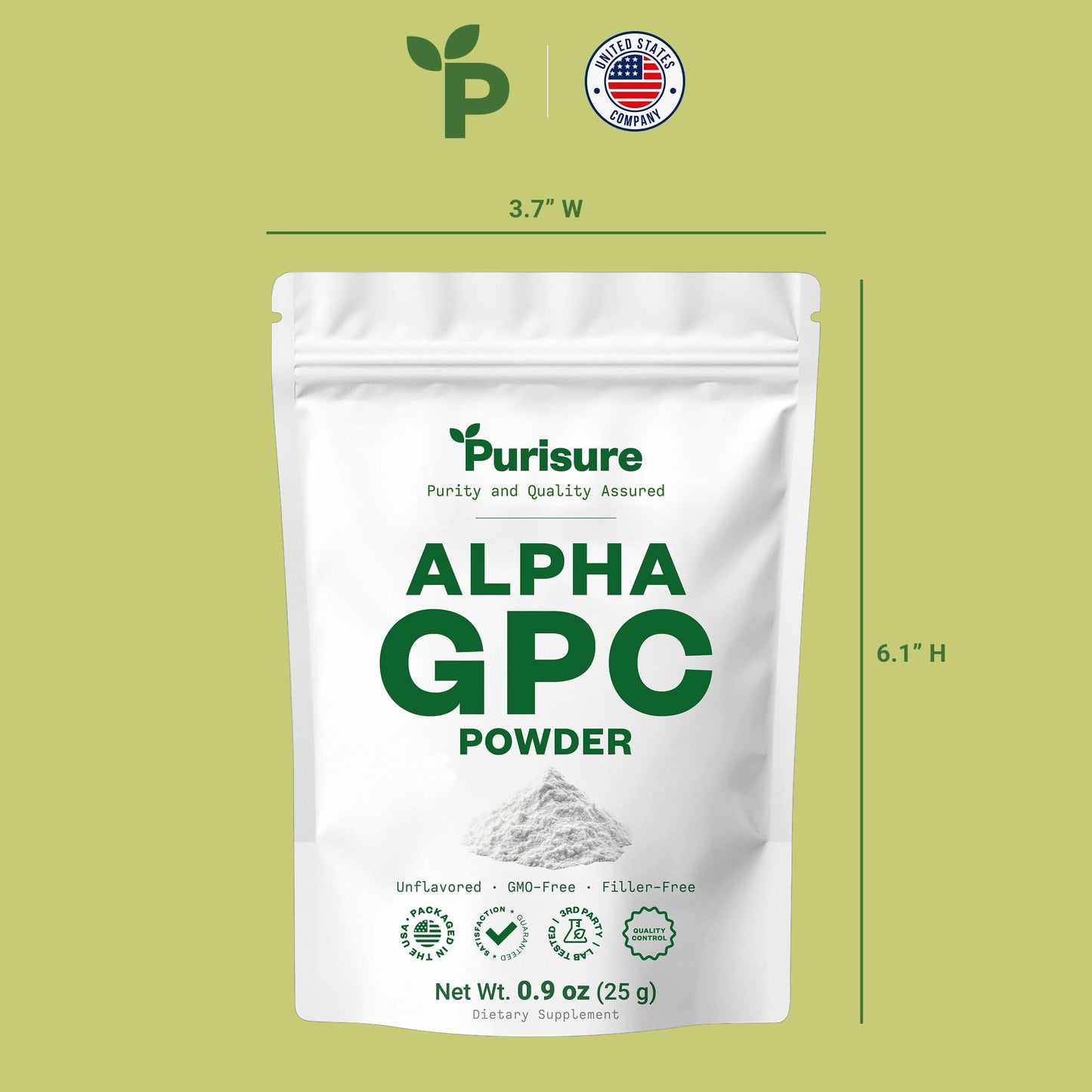 Purisure Alpha GPC Powder, 25 g, Pure Alpha GPC Choline Supplement for Brain and Focus, CDP Choline Supplements for Memory Performance & Concentration, No Fillers, Non-GMO, Offers 41 Servings PurisureBuy Supplements Australia