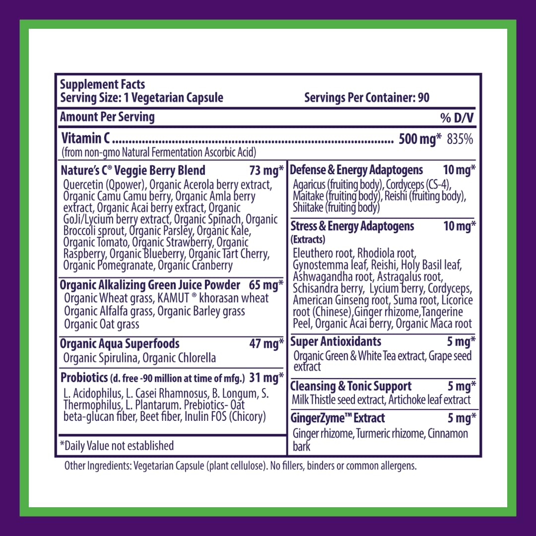 Paradise Herbs Earth's Blend Vitamin C with Nature's C and Adaptogens, Superfoods Base of Probiotics & Organic Alkalizing Greens, 90 Vegetarian Capsules Paradise HerbsBuy Supplements Australia