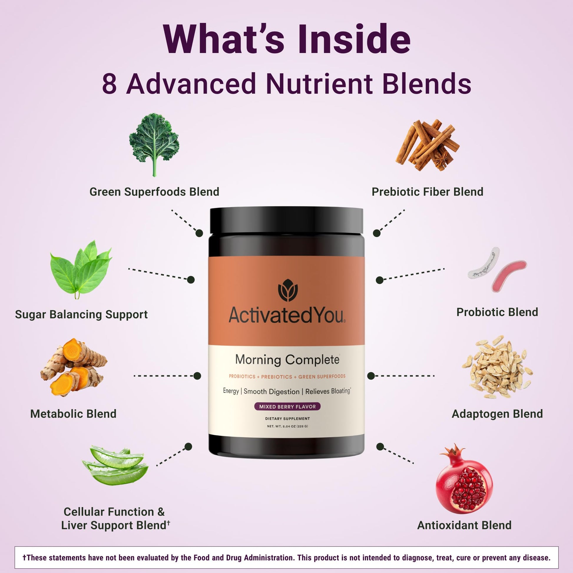 ACTIVATEDYOU Morning Complete Super Greens Powder Drink Mix - Gut Health Boost with Prebiotics, Probiotics, & Antioxidants - 10 Billion CFUs, Mixed Berry Flavor - Greens Superfood Powder - 3 Pack ACTIVATEDYOUBuy Supplements Australia