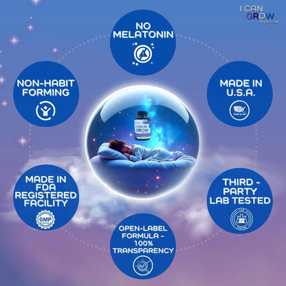 I Can Grow NightTime Kids Vitamins Multivitamin Sleep Aid | Magnesium for Kids with Magnesium Bisglycinate | Natural Calm & Recovery | FaweloBuy Supplements Australia