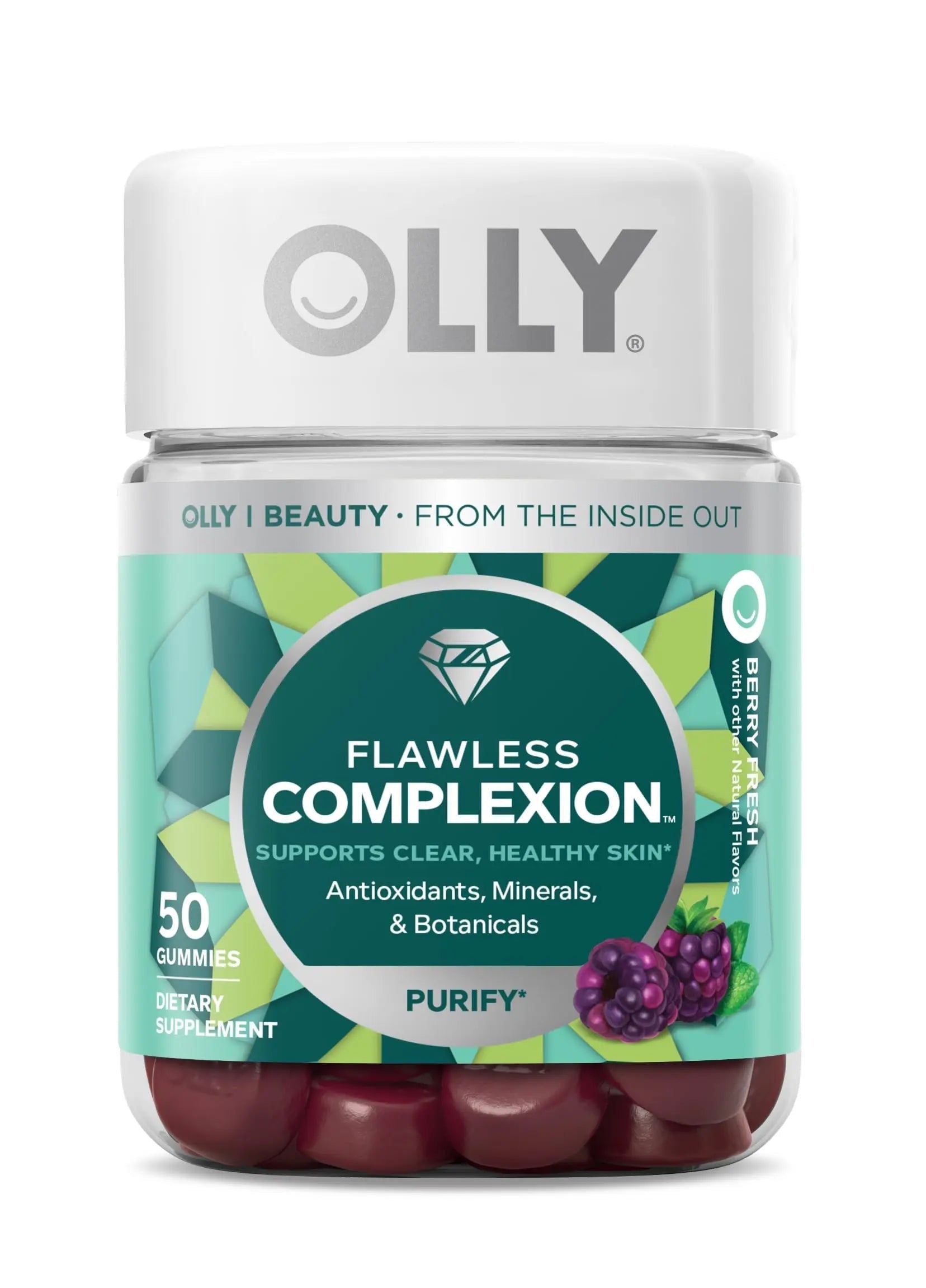 OLLY Undeniable Beauty Gummy & Flawless Complexion Gummy, Clear and Healthy Skin Support, Vitamins E, A, Zinc, Chewable Supplement, Berry - 50 Count (Pack of 1) OLLYBuy Supplements Australia