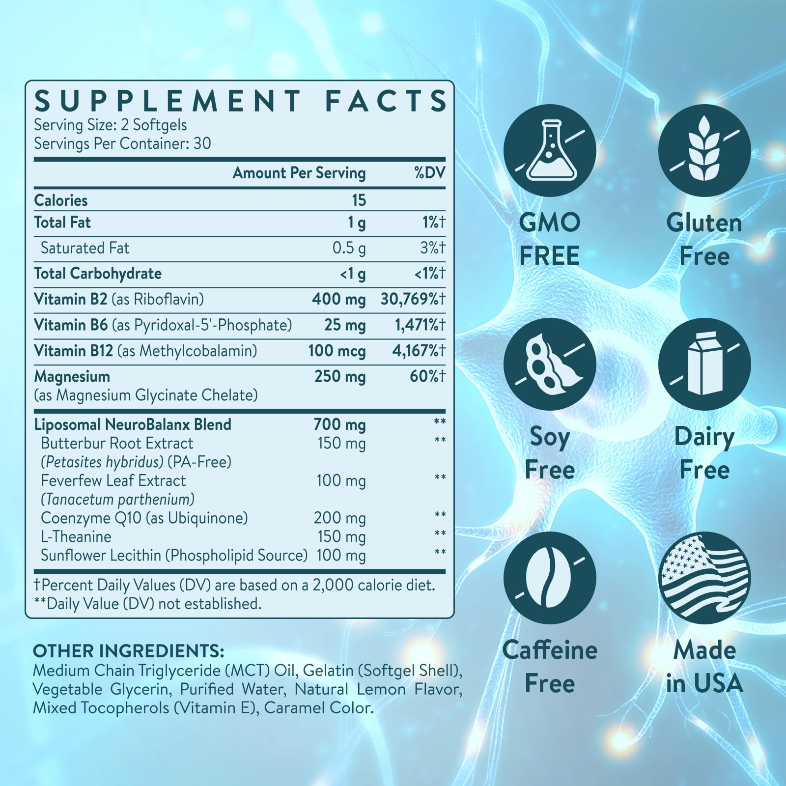 C Calthorvitana Migraine Relief Supplement – Liposomal Riboflavin, Vitamin B2 B6 & B12, Magnesium, CoQ10, L-Theanine, PA-Free Butterbur & Feverfew – Natural Head & Nerve – 60 Softgels C CalthorvitanaBuy Supplements Australia