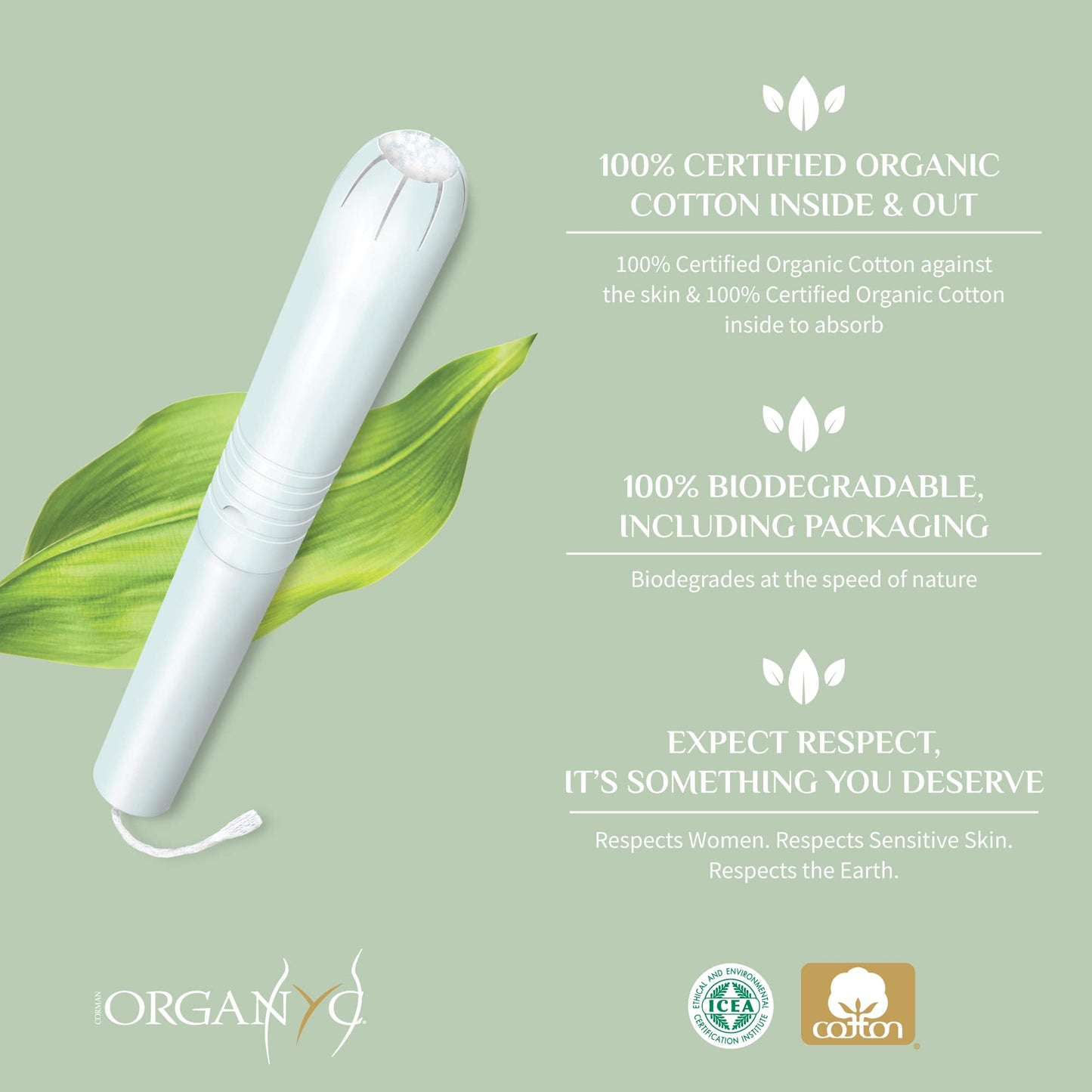 Organyc 100% Certified Organic Cotton Tampons - Cardboard Applicator, Free from Chlorine, Perfumes OrganycBuy Supplements Australia
