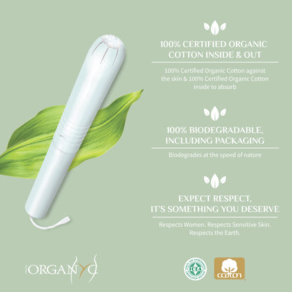 Organyc 100% Certified Organic Cotton Tampons - Cardboard Applicator, Free from Chlorine, Perfumes OrganycBuy Supplements Australia