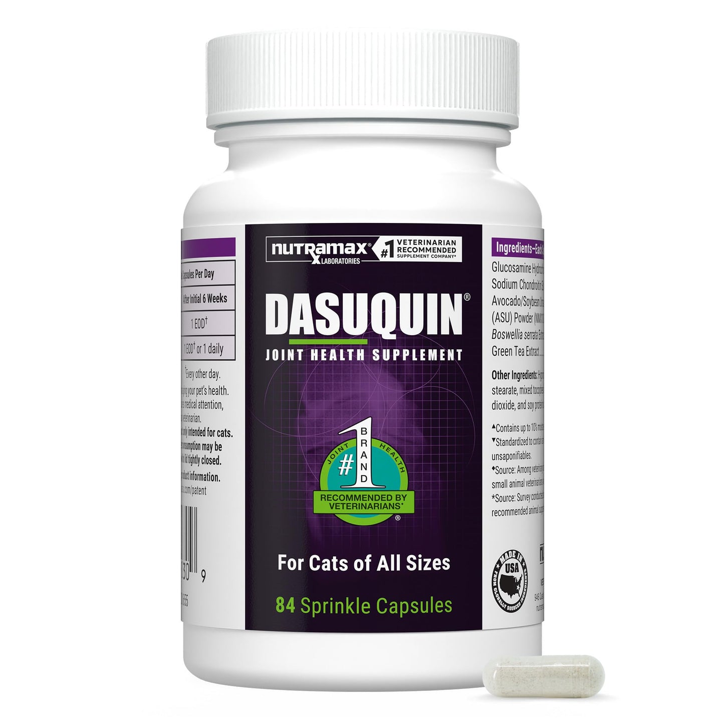 Nutramax Laboratories Dasuquin Joint Health Supplement for Cats - With Glucosamine, Chondroitin, ASU, Boswellia Serrata Extract, and Green Tea Extract, 84 Capsules Nutramax LaboratoriesBuy Supplements Australia