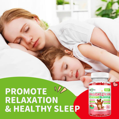 Magnesium Gummies for Kids - Magnesium Glycinate Gummies Supplement with L-Theanine, Vitamin B6, D3 for Kids & Adults Sleep, Calm, Relaxation, Brain, Bones, Sugar Free Strawberry 60ct ReviNutraBuy Supplements Australia
