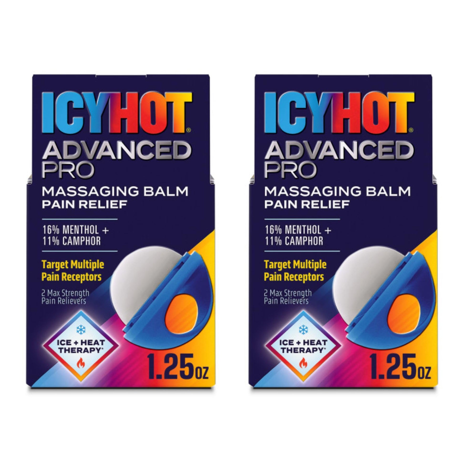 Icy Hot Advanced PRO Pain Relief Massaging Balm, Fast-Acting Max Strength Pain Relief with Menthol 16% and Camphor 11% for Backaches, Joints, Muscle Strains and Arthritis, 1.25 oz, 2 pk Icy HotBuy Supplements Australia
