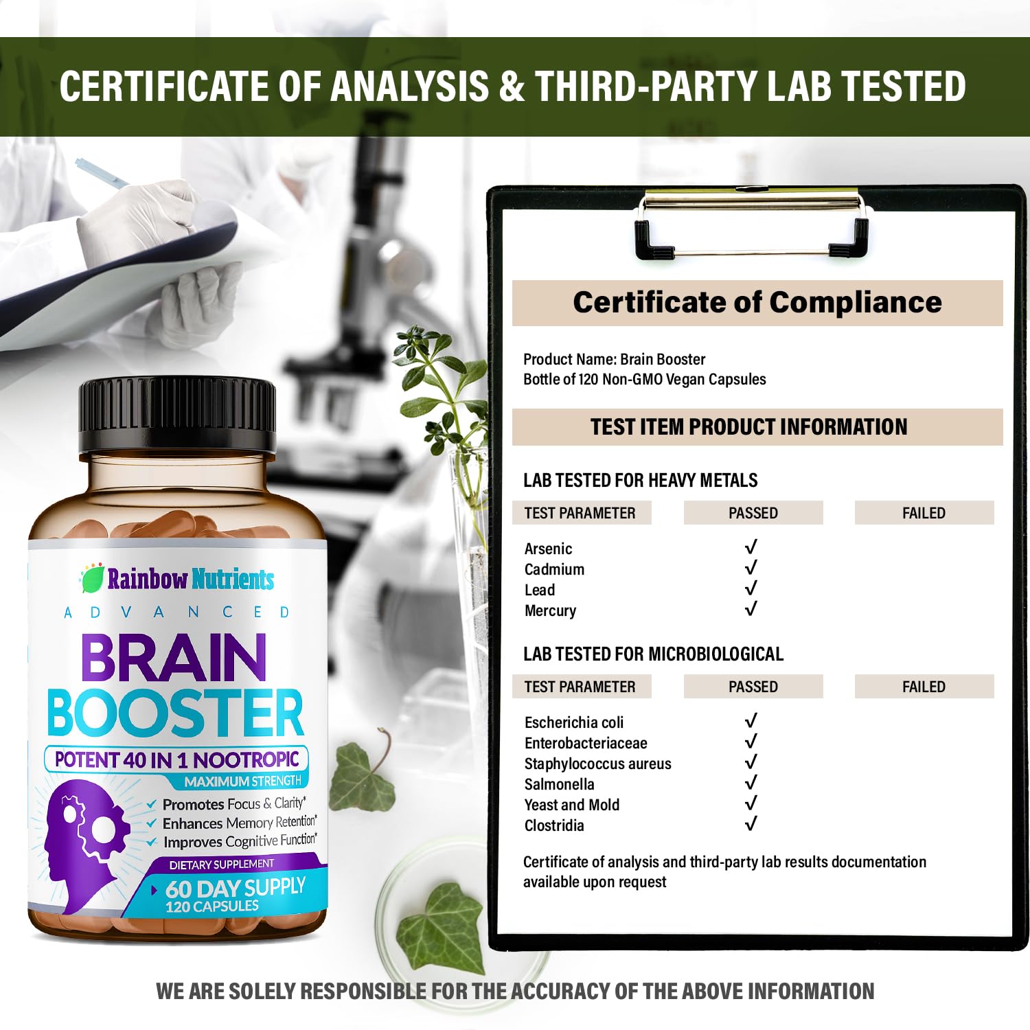 40-in-1 Brain Booster Supplements for Memory, Focus, Clarity, Energy, Performance Rainbow Nutrients, LLCBuy Supplements Australia