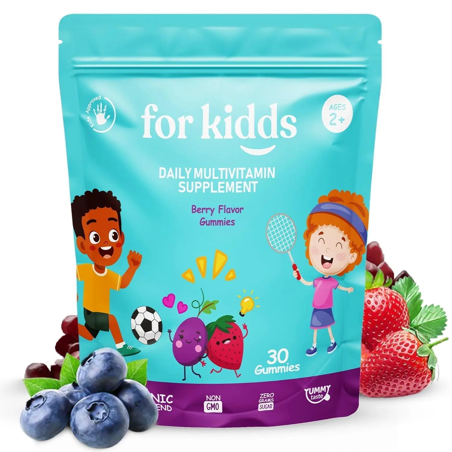 ZettoA Daily Multivitamins for Kids Ages 2+, Berry Gummies with 11 Essential Vitamins & Minerals for Immune Support ZettoA