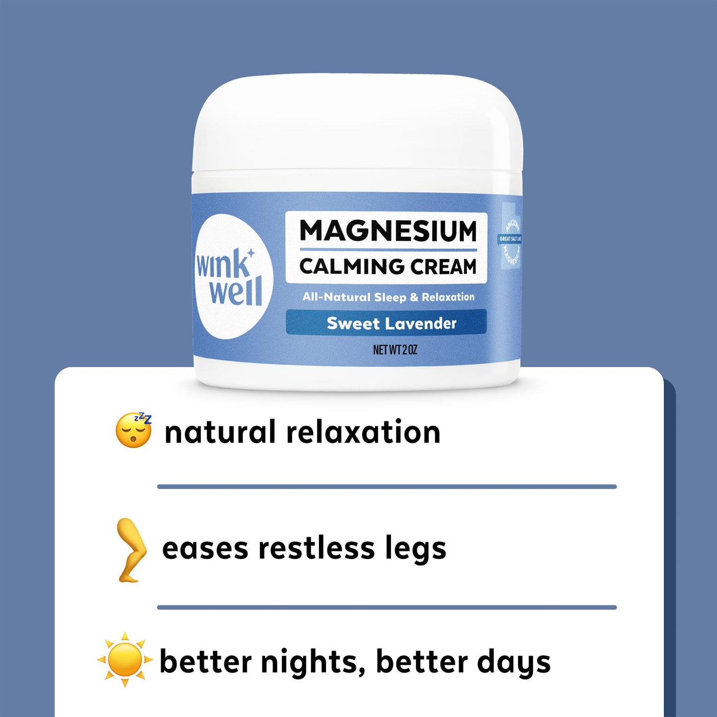 Wink Well Magnesium Calming Muscle and Joint Cream for Nighttime Relaxation Wink NaturalsBuy Supplements Australia