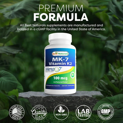Best Naturals MK-7 Vitamin K2 100 mcg 120 Vcaps Best NaturalsBuy Supplements Australia