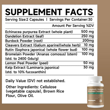 SpenHerb Lymphatic Drainage Capsules Supplements, 8-in-1 Herbal Lymphatic Blend Support Circulation and Natural Fluid Balance, Non-GMO Pure,60 Capsules/1 Pack SpenHerbBuy Supplements Australia