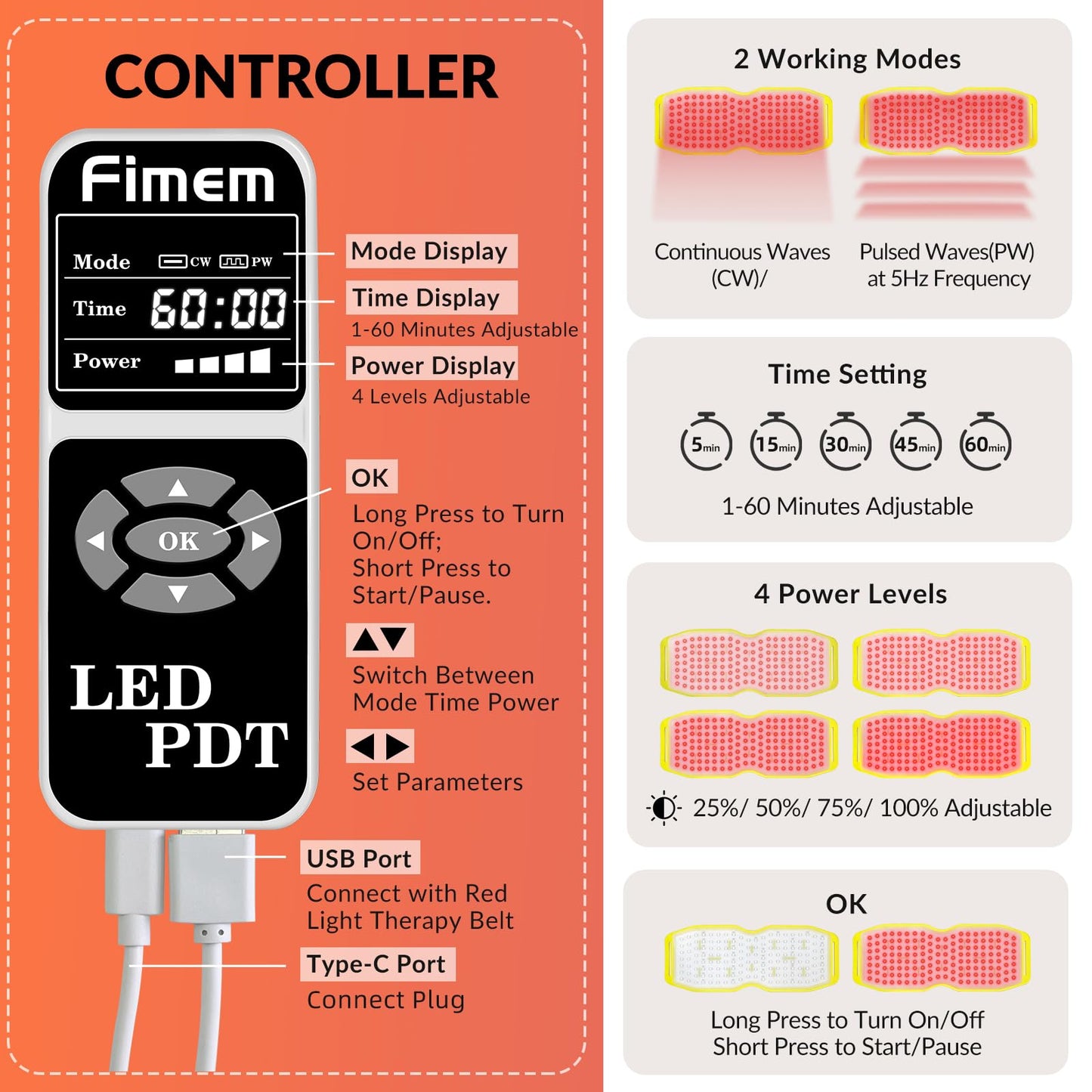 Fimem Red Light Therapy Belt 660nm 850nm 940nm, Red Light Therapy Device for Back, Infrared Light Therapy FimemBuy Supplements Australia