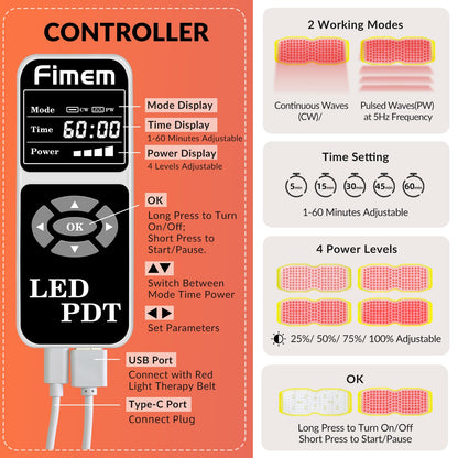 Fimem Red Light Therapy Belt 660nm 850nm 940nm, Red Light Therapy Device for Back, Infrared Light Therapy FimemBuy Supplements Australia