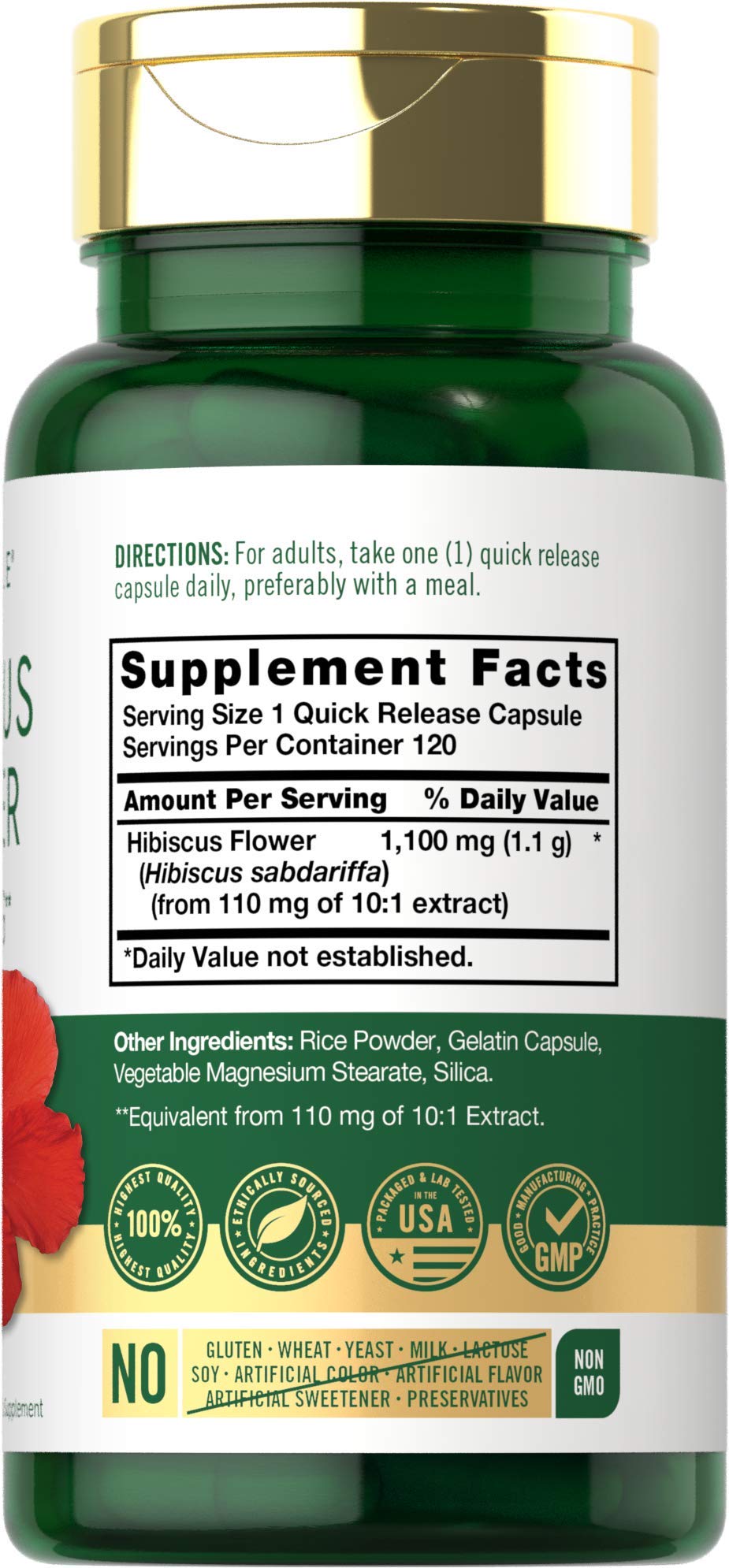 Hibiscus Flower Extract 1100 mg | 120 Capsules | Non-GMO, Gluten Free Supplement CarlyleBuy Supplements Australia