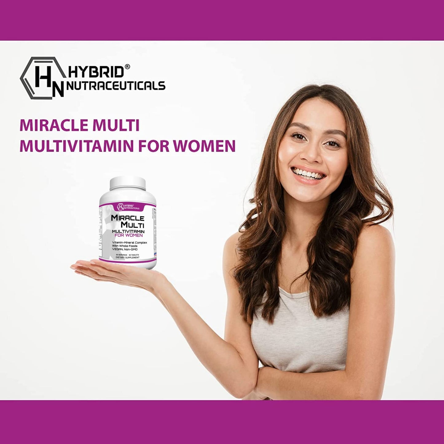 Hybrid Nutraceuticals MiracleMulti Women Multivitamin with Probiotics, Biotin, Folic Acid, Enzymes + Fruit & Vegetable Blend - Immune Support, Heart Health, Energy: 60 Servings (Non-GMO) Hybrid NutraceuticalsBuy Supplements Australia
