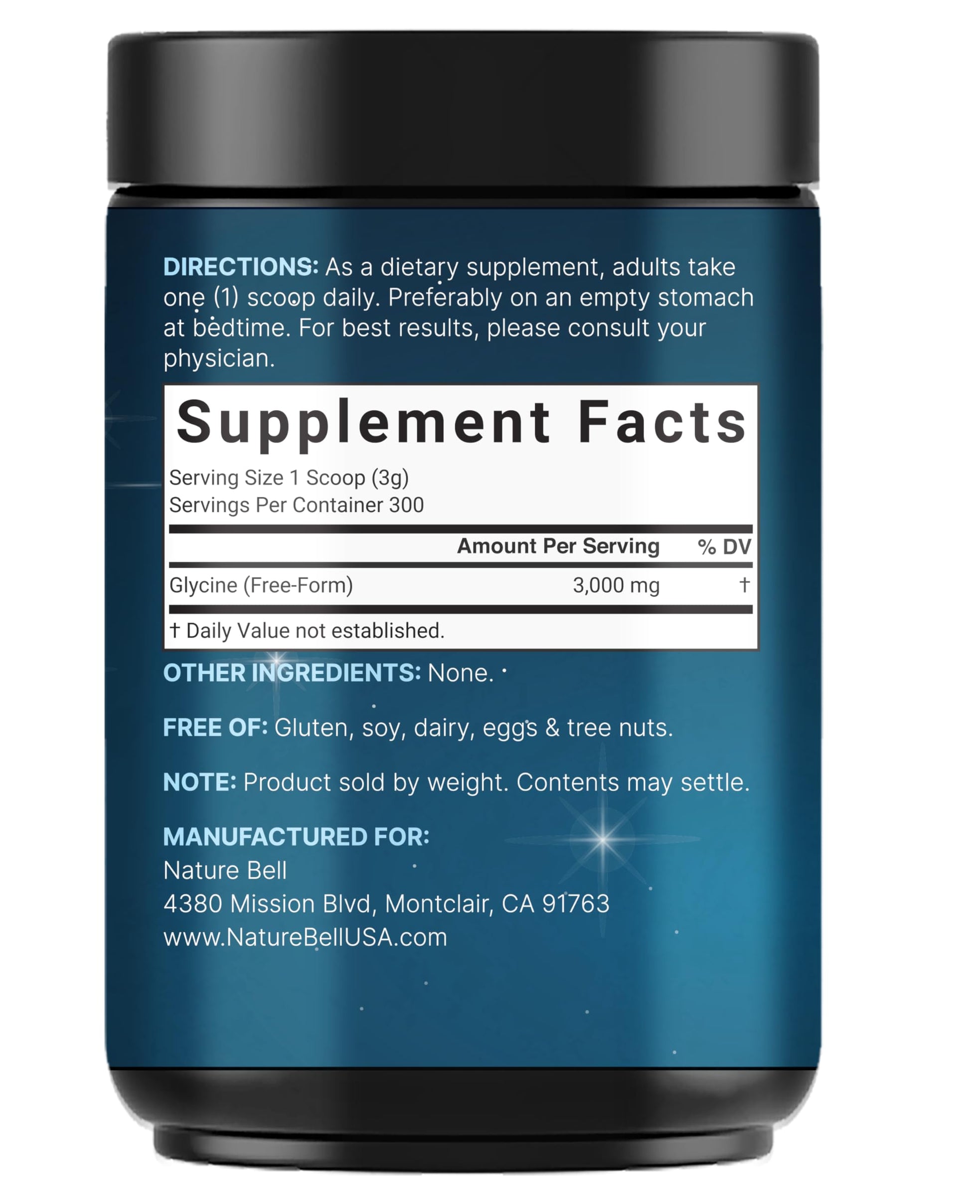 Glycine Powder, 300 Servings (2 lb) – 3,000 mg Free-Form Glycine Per Serving – Unflavored Pure Powder – Non-GMO, cGMP Manufactured NatureBellBuy Supplements Australia