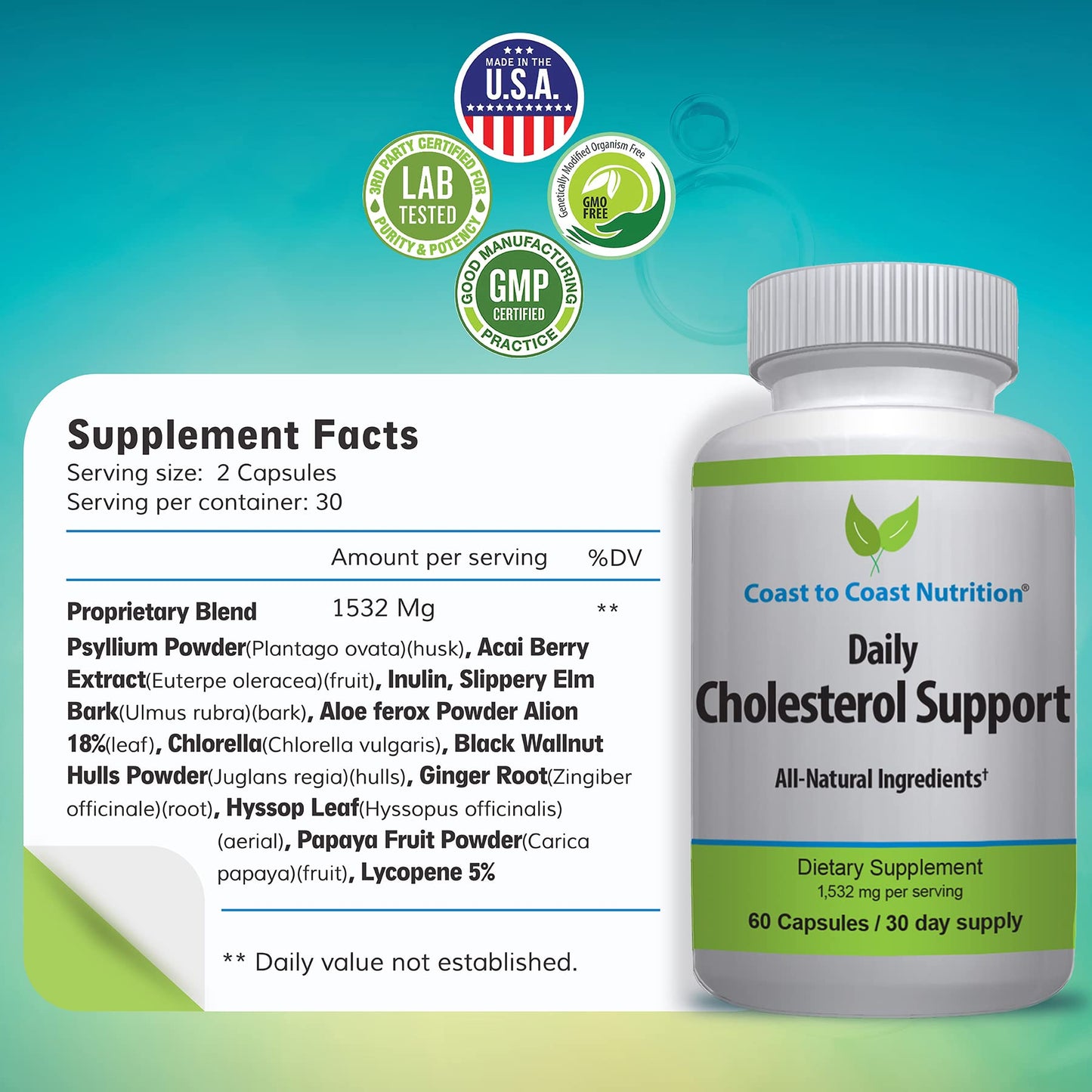 Coast to Coast Nutrition Cholesterol Support Supplement - Support Cardiovascular & Artery Performance, Target Bad LDL Levels & Plaque Calcium Buld-Up - Promote Circulation & Blood Flow - 60 Capsules Coast to Coast NutritionBuy Supplements Australia