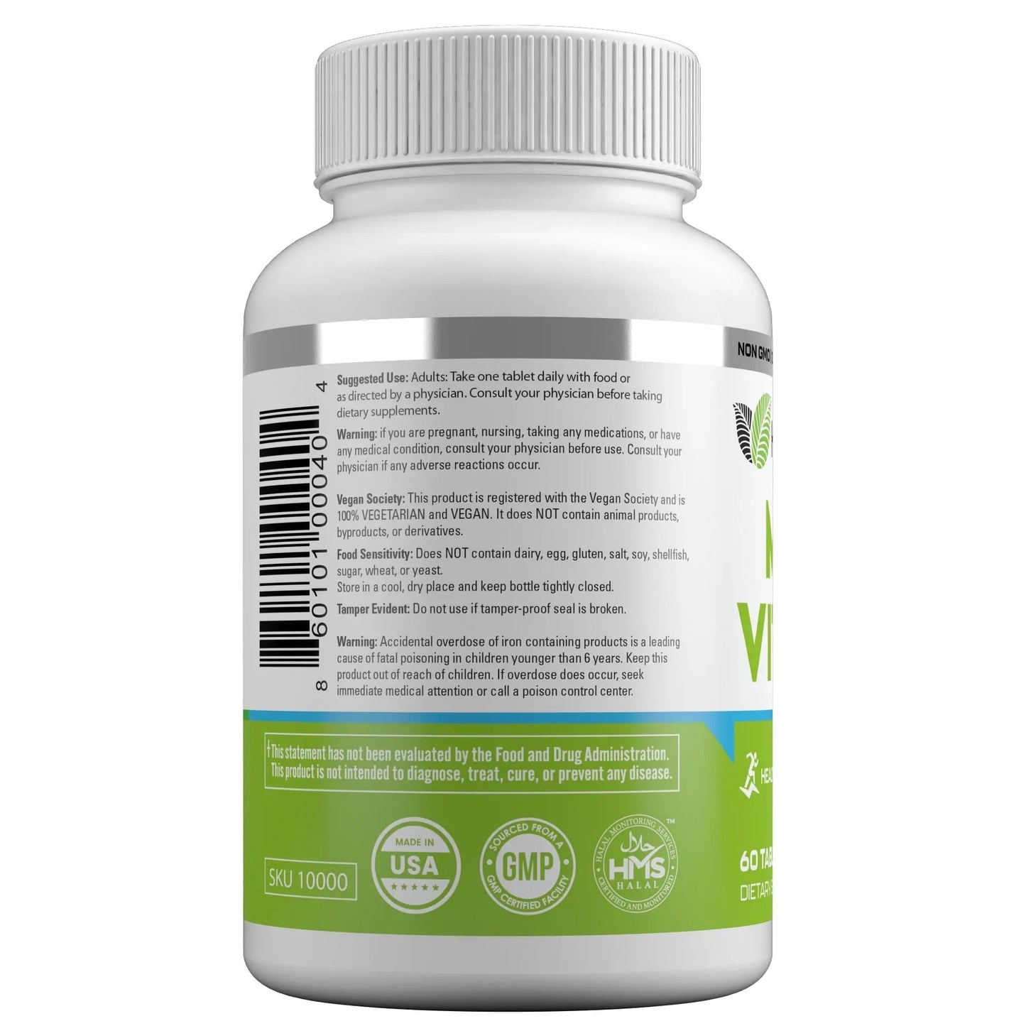 HAYAT Vitamins Vegan Natural Multivitamin, Daily Vitamins with Vitamin A, C, D, E, B1, B2, B3, B6, B12, Biotin, Zinc and More, 2 Month Supply, All Natural HAYAT