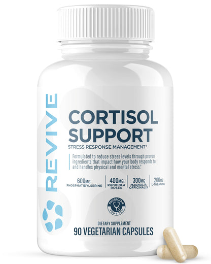 Revive MD Cortisol Manager, 90 Vegetarian Capsules - Cortisol Supplement w/Magnesium & L-Theanine Support Health, Focus, Energy, Fatigue, & Adrenal Gland Function - Vegan & Gluten-Free (30 Servings) ReviveBuy Supplements Australia