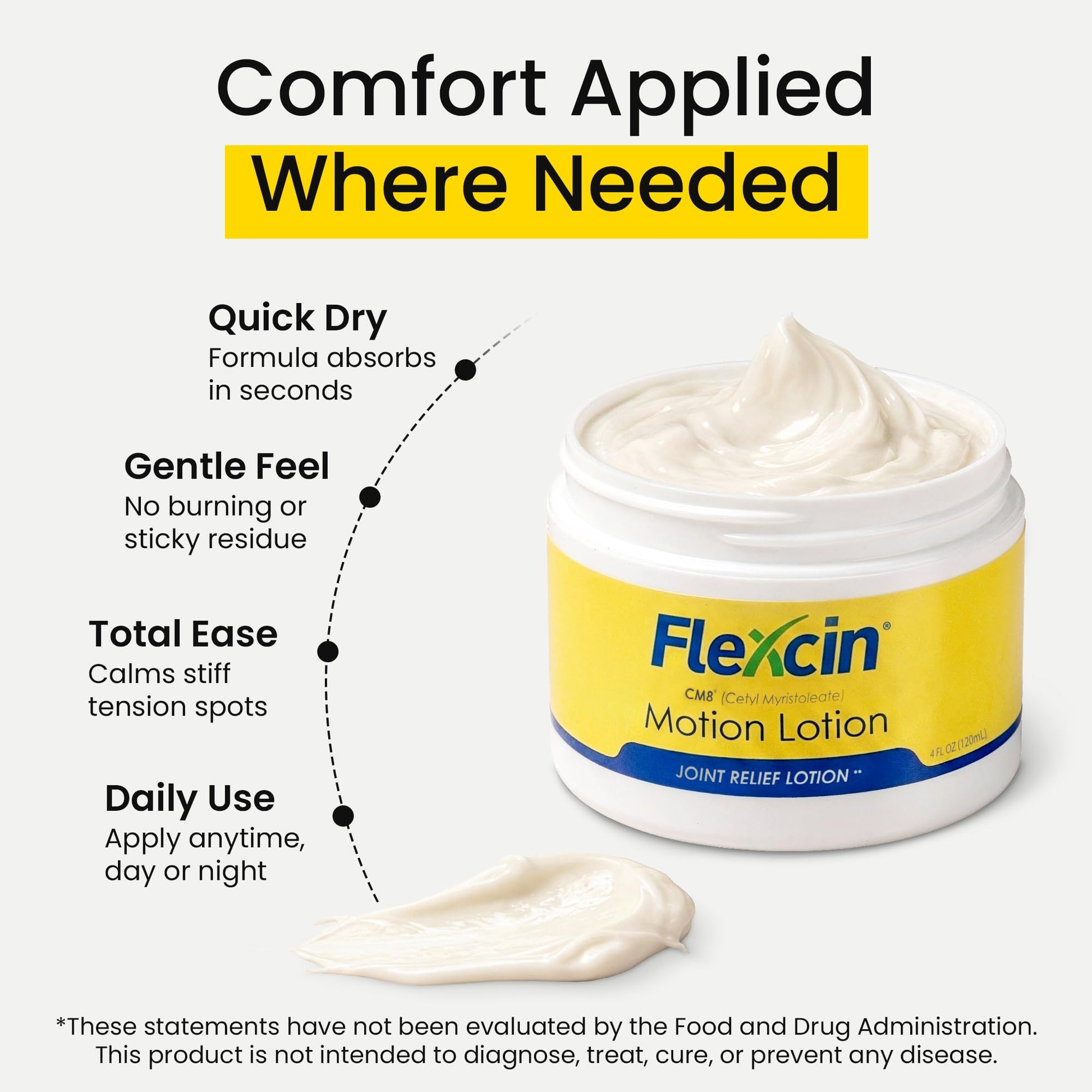 Flexcin Motion Lotion with CM8 - Joint & Muscle Therapy Cream for Back, Neck, Knee, Hand, Foot - Fast Absorbing with DMSO, Emu Oil, Aloe Vera - Non-Greasy 4oz Jar FlexcinBuy Supplements Australia