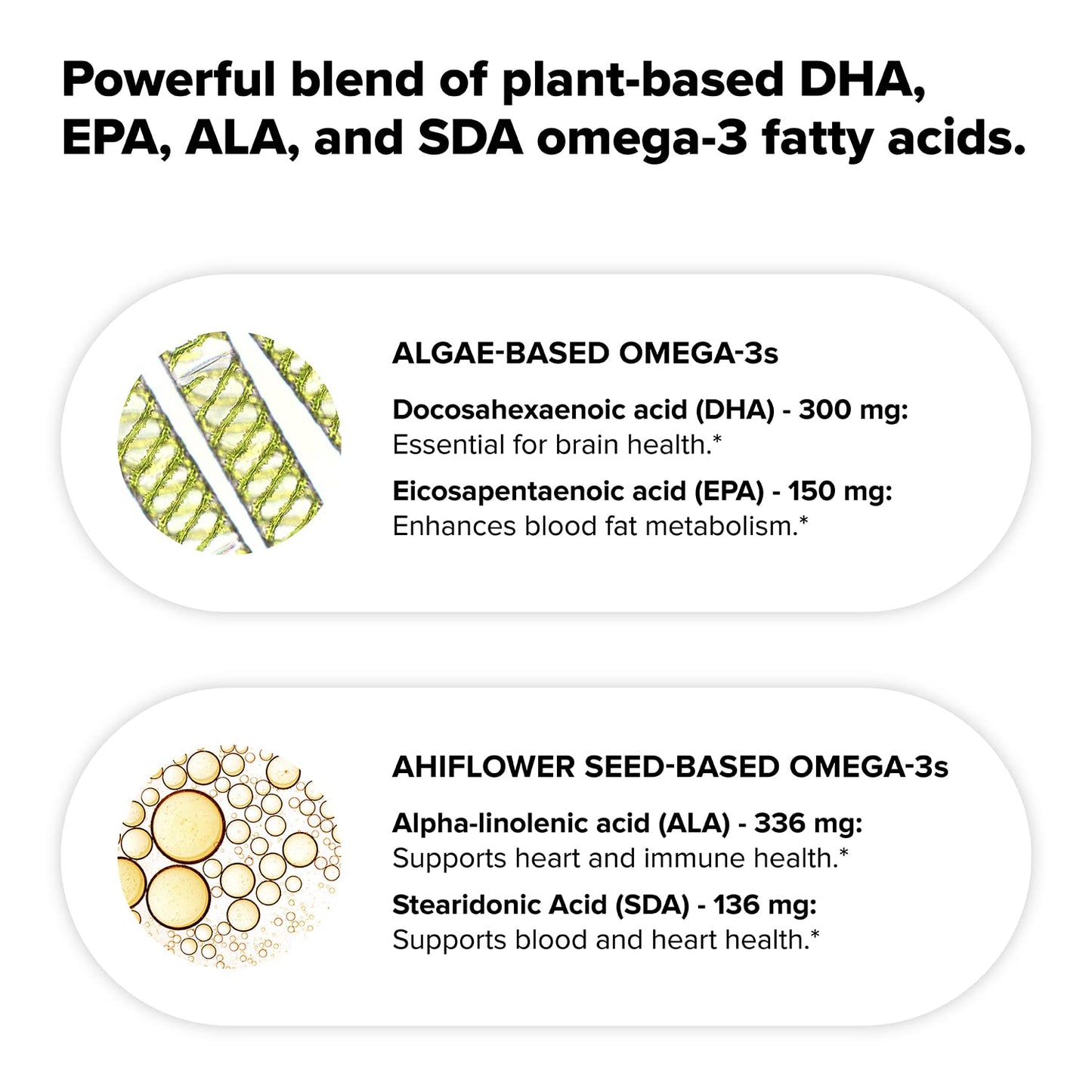 Complement Vegan Omega 3 Supplement- 960mg Omega-3 Fatty Acids, DHA, EPA, SDA, ALA Supplement - Immune Support- 60 Servings, 120 Liquid Capsules ComplementBuy Supplements Australia