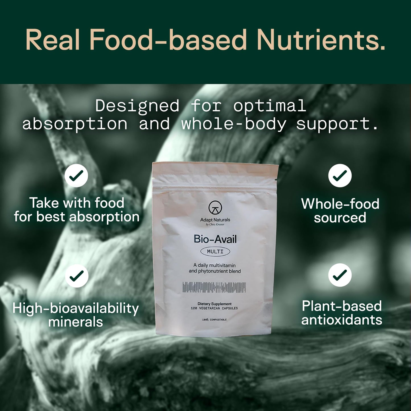 Adapt Naturals Multivitamin for Women & Men, Bioavailable Easy-to-Absorb Multivitamin Daily Supplement with Biotin, Niacin, Vitamin A, B, C, D, E, K1, Zinc, Magnesium - Immune Support - 30 Day Supply ADAPT NATURALS BY CHRIS KRESSERBuy Supplements Australia