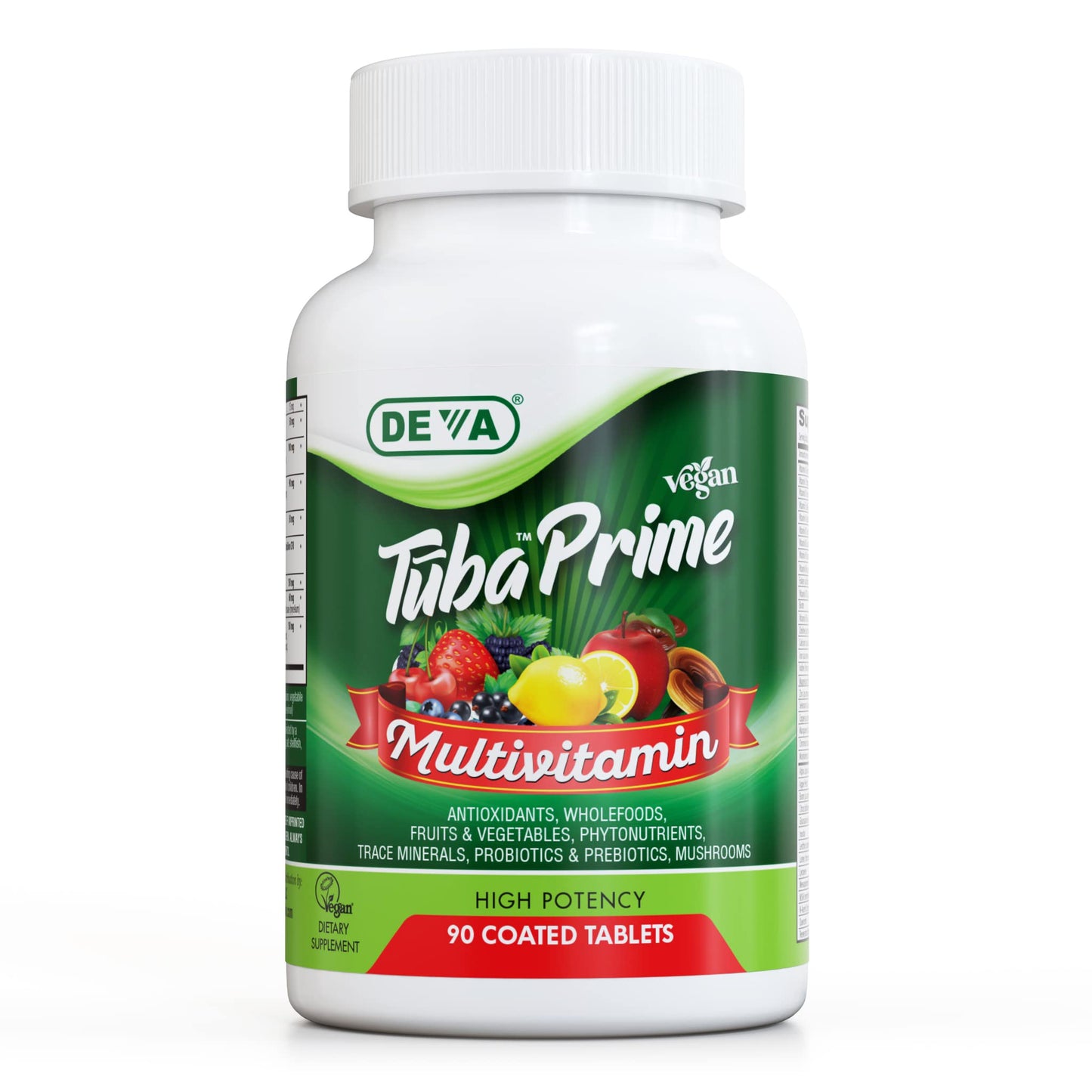 DEVA Tuba Prime Vegan Multivitamin - High-Potency Vitamin and Mineral Dietary Supplement - Antioxidants, Fruit and Vegetable Blend, Super Mushrooms, Probiotics, Prebiotics, Seeds, Herbs - 90 Tablets DEVABuy Supplements Australia