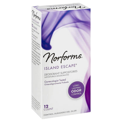 Norforms Feminine Deodorant Suppositories, Long Lasting Odor Control, Island Escape Scent, 12 Count NorformsBuy Supplements Australia
