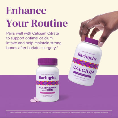 BariMelts Bariatric Multivitamin with Iron, 60 Fast-Dissolving Tablets (1-Month Supply), Sugar-Free Bariatric Vitamins for Women, Natural Fruit Flavor BariMelts