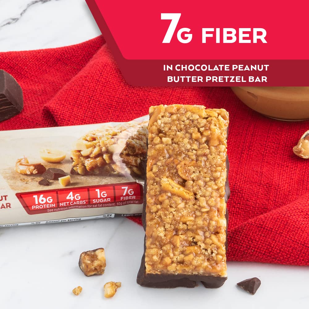 Atkins Chocolate Peanut Butter Pretzel Protein Meal Bar, High Fiber, 16g Protein, 1g Sugar AtkinsBuy Supplements Australia
