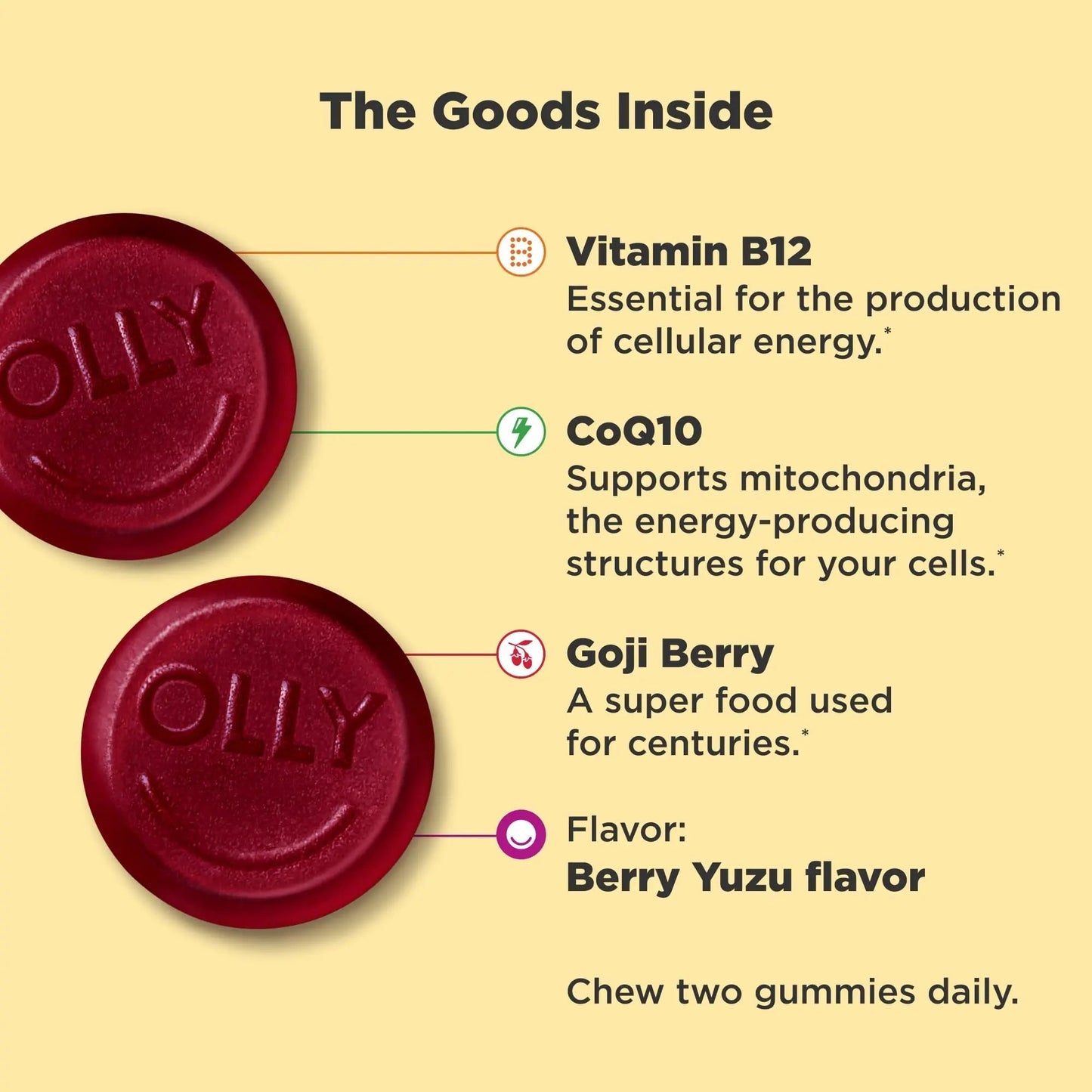 OLLY Men's Multivitamin Gummy, Overall Health and Immune Support, Vitamins A, C, D, E, B, Lycopene & Extra Strength Daily Energy Gummy OLLY