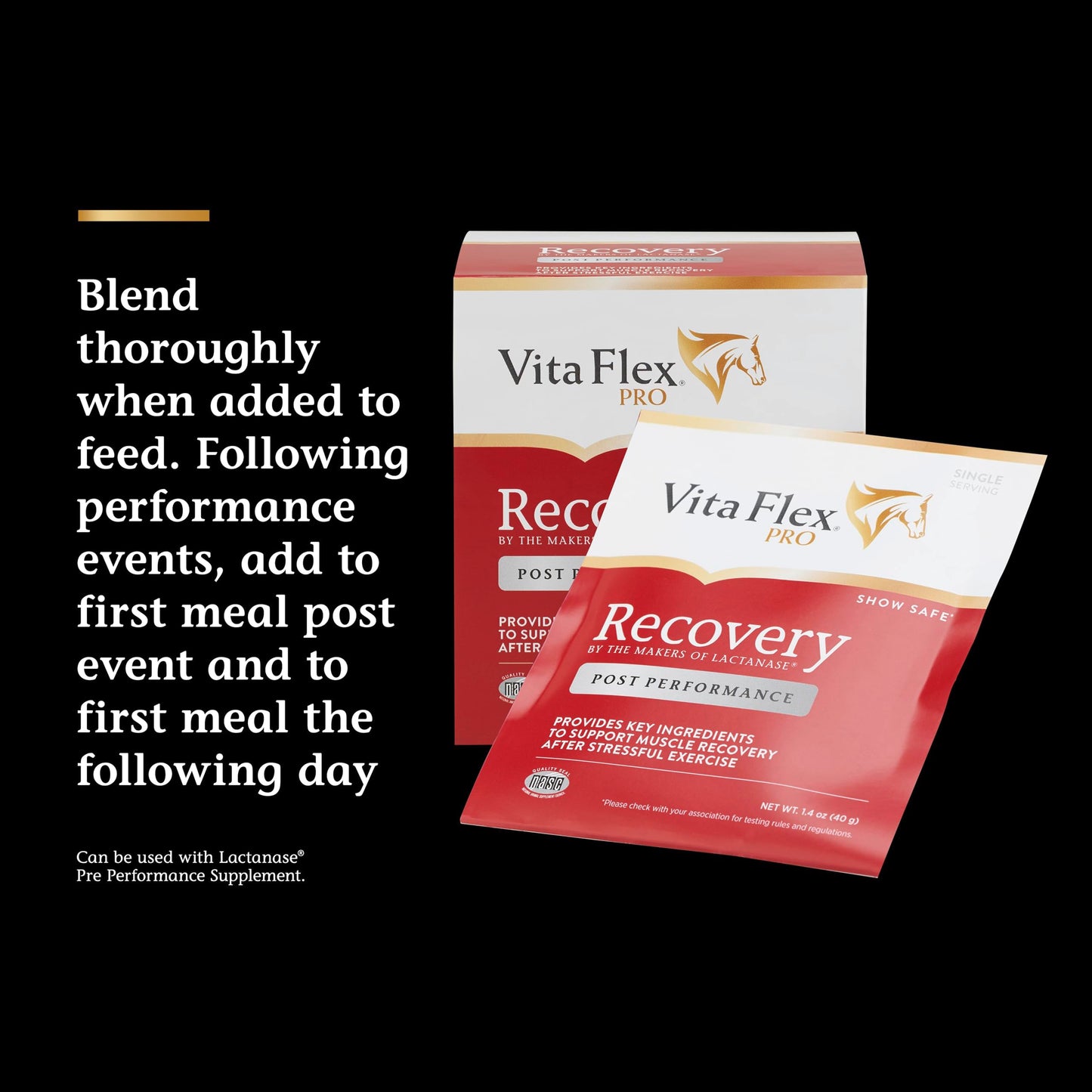 Vita Flex Pro Recovery by the Makers of Lactanase, Post Performance Horse Supplements 40 g, Show Safe Muscle Recovery Supplements, Amino Acids for Horses, Strength & Joint Health Vita FlexBuy Supplements Australia