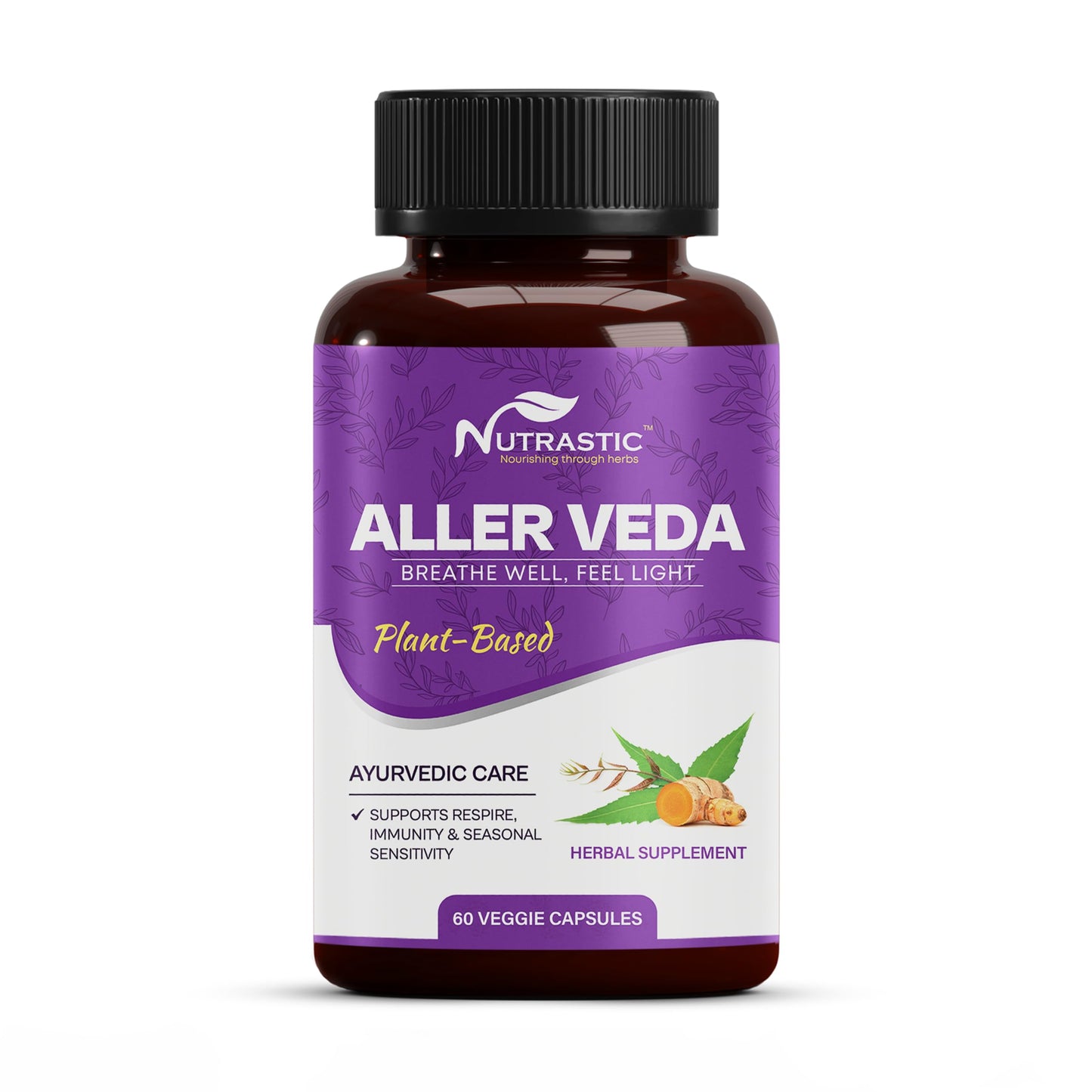 Nutrastic Aller Veda Respiratory Wellness Supplement with Pure Tulsi, Amla, Turmeric, and Neem | Natural Support for Healthy Breathing | 60 Caps NutrasticBuy Supplements Australia
