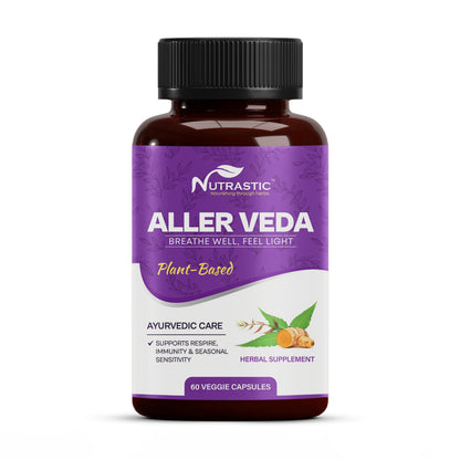 Nutrastic Aller Veda Respiratory Wellness Supplement with Pure Tulsi, Amla, Turmeric, and Neem | Natural Support for Healthy Breathing | 60 Caps NutrasticBuy Supplements Australia