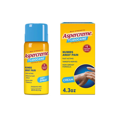 Aspercreme Max Strength Lidocaine Pain Relief Dry Spray 4 oz. Odor Free with Lidocaine Maximum Strength Pain Relief Cream, 4.3 Oz AspercremeBuy Supplements Australia