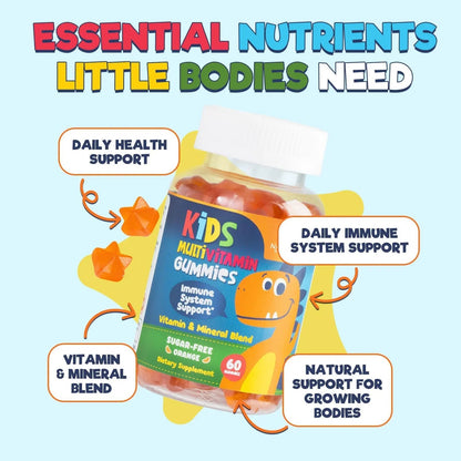 Kids Multivitamin Gummies - Improved Sugar-Free Formula - 100% Daily Folate, Kids Vitamins with Essential Vitamins A, C, D3, E, B6, B12 Nature's Nutrition