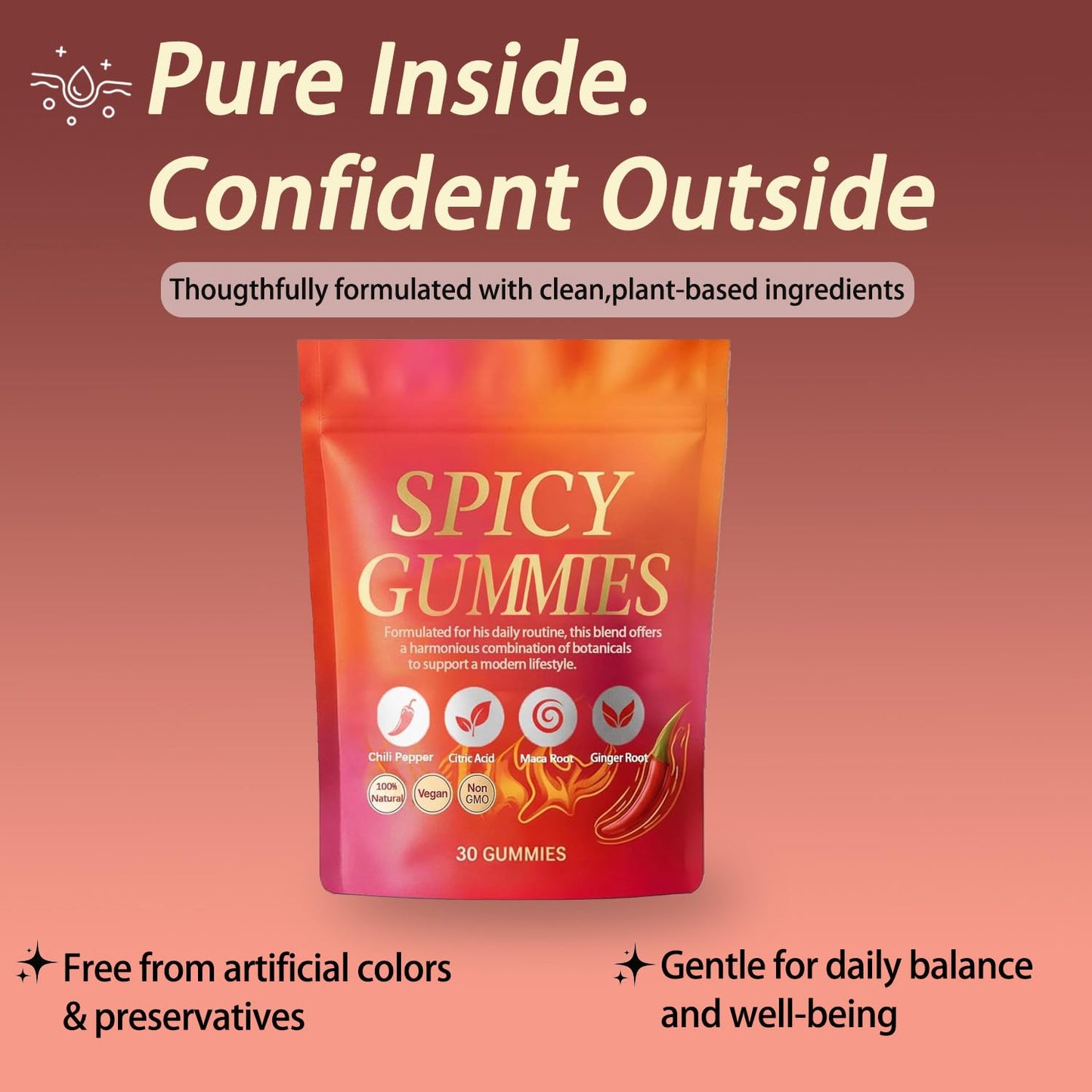 Spicy Square Gummy, Hot Peach Gummies – Natural Chili Flavor, 30 Gummies VoererhBuy Supplements Australia