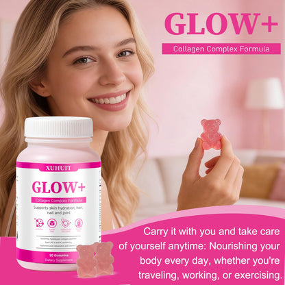 PBZPBZ Glow Collagen Gummies with Hyaluronic Acid & Resveratrol | Gentle Support for Skin, Hair & Nail Care | Non-GMO | 90 Count (1) PBZPBZBuy Supplements Australia