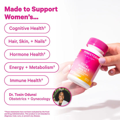 Pink Stork Total Women's Multivitamin - 19 Essential Vitamins for Women & Nutrients – Energy, Metabolism, Hormone, Immune & Mood Support Pink StorkBuy Supplements Australia