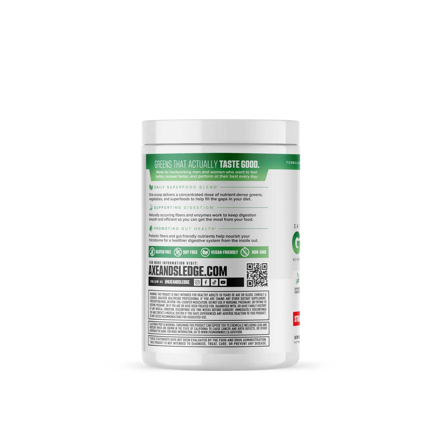 Axe & Sledge Super Greens and Reds Powder – Greens Drink with Superfoods, Probiotics & Digestive Enzymes for Energy, Gut Health & Bloating | Strawberry Banana Axe & SledgeBuy Supplements Australia