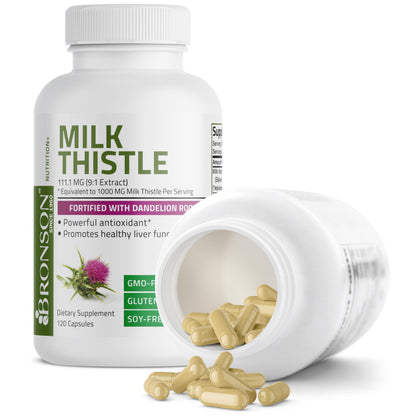 Bronson Milk Thistle Silymarin Marianum & Dandelion Root Liver Health Support BronsonBuy Supplements Australia