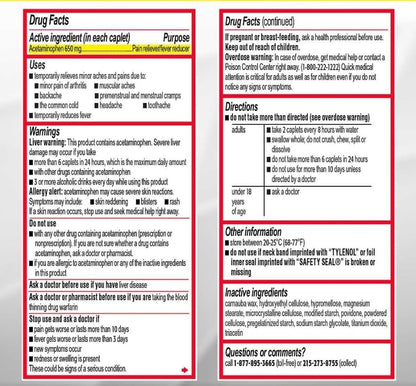 Tylenol Arthritis Pain Extended Release Tablets with Acetaminophen for Joint Pain, 290 Caplets (Pack of 2) (Package May Vary) TylenolBuy Supplements Australia